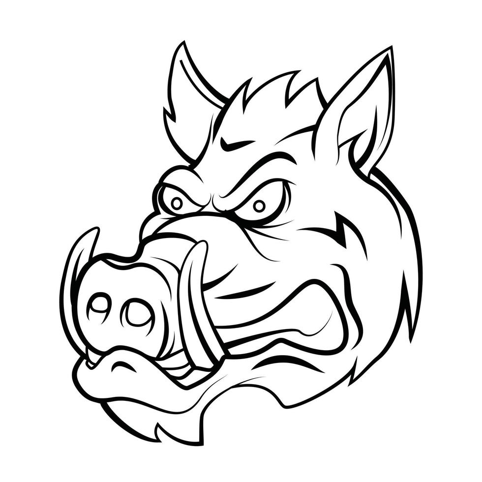 Wild Boar Head Black And White vector