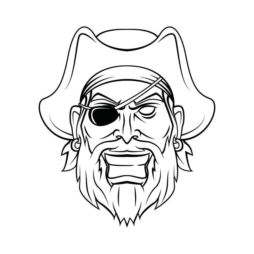 Pirate Warrior Black and White vector