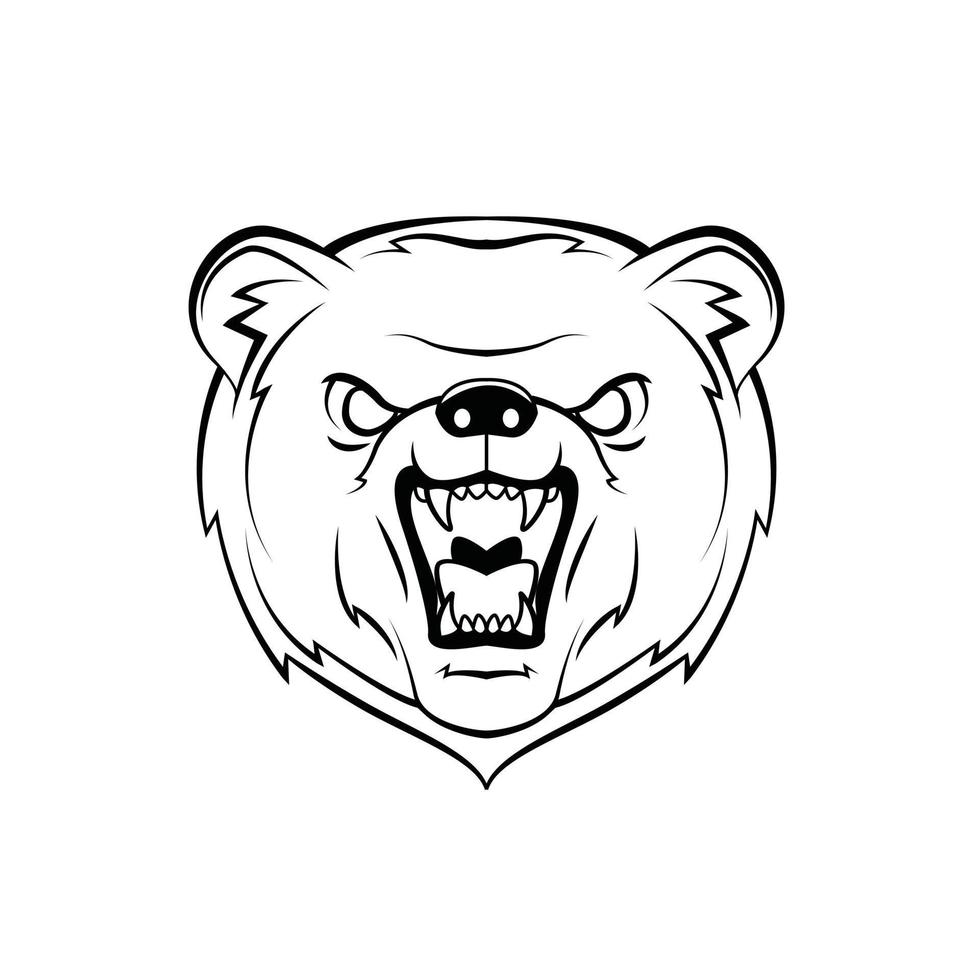 Bear Hear Warrior Black and White vector