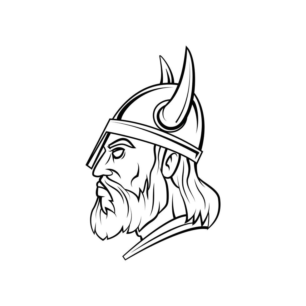 Ilustración de vector de cabeza de guerrero vikingo