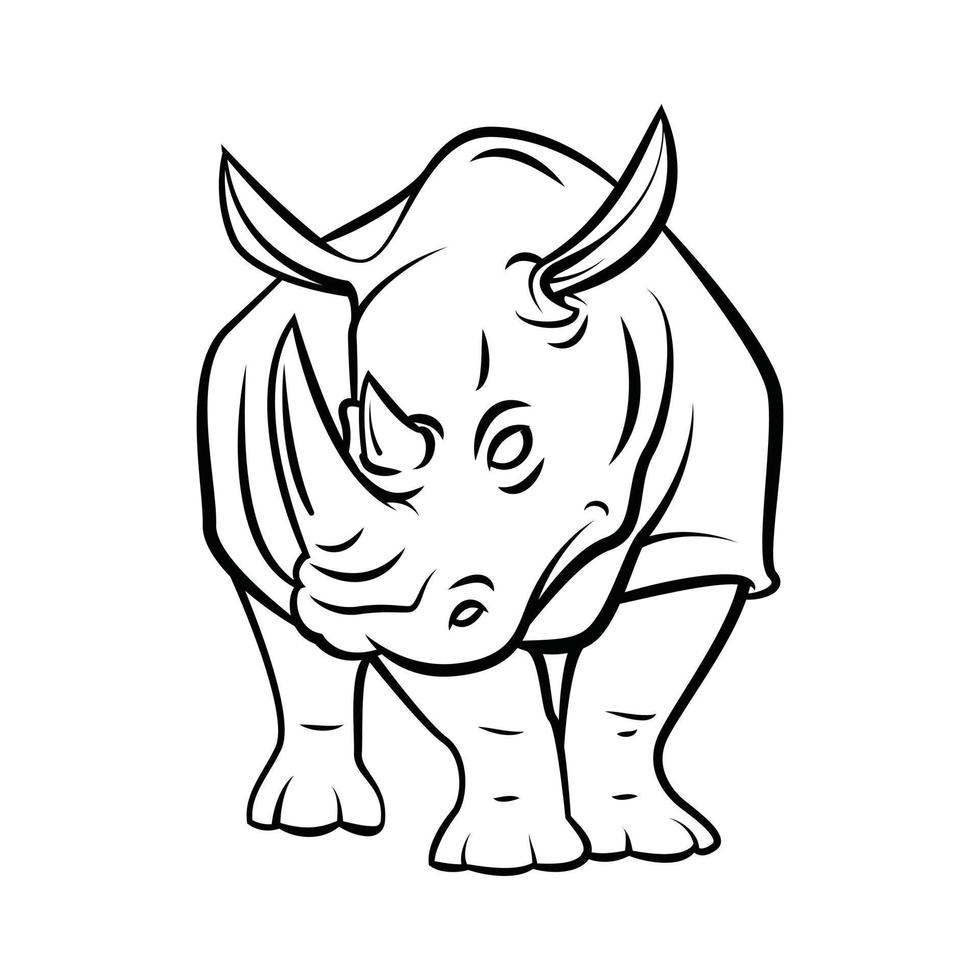 tatuaje de rinoceronte negro y blanco vector