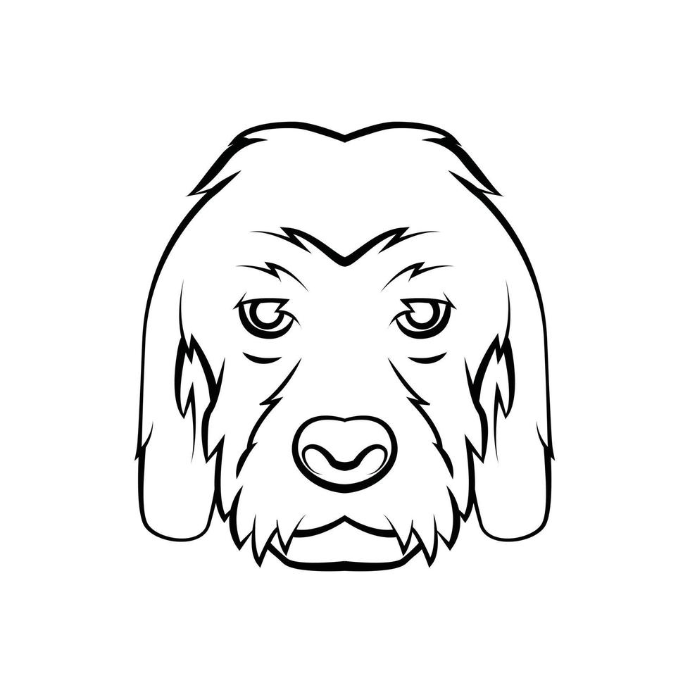 Cute Dog Head Black and White vector