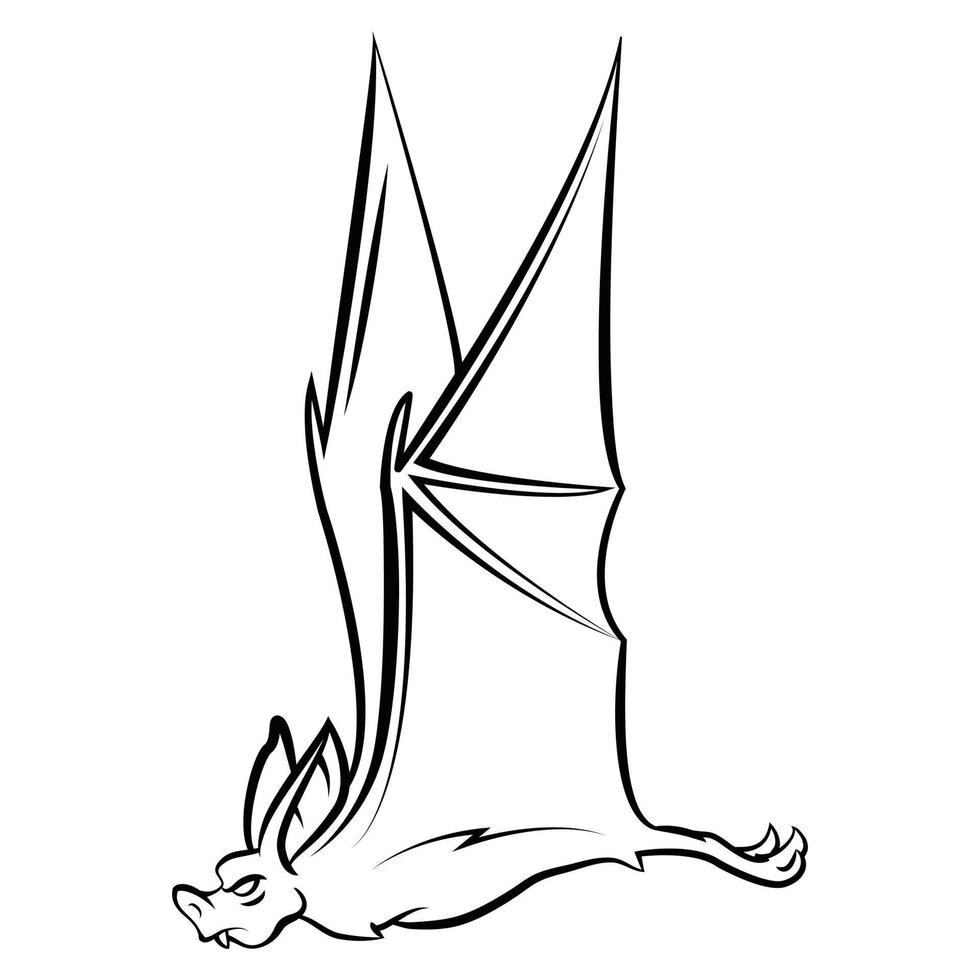 Flying Bat Black and White vector