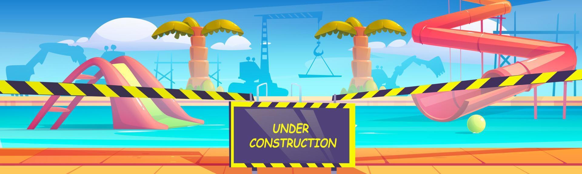 Aqua park with swimming pool under construction vector