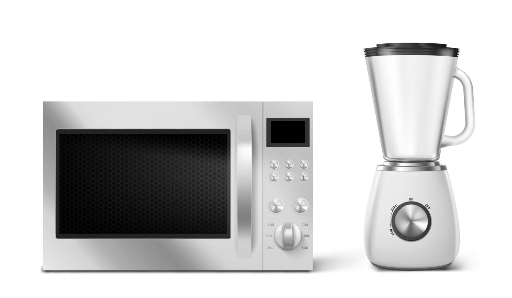 electrodomésticos de cocina microondas y licuadora vector 3d