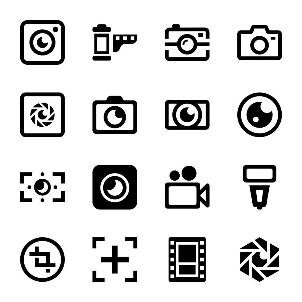 Pack of Photography Devices Glyph Icons vector