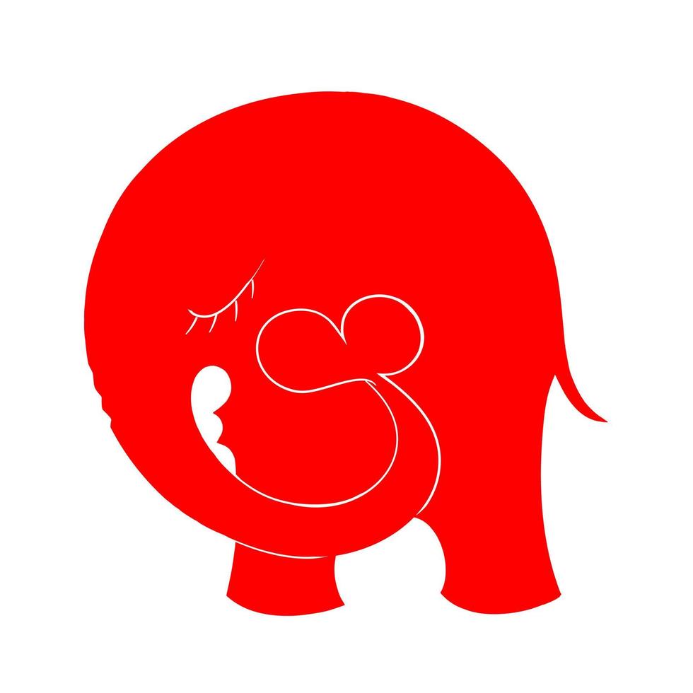 Elephant and heart. Icon of love. vector