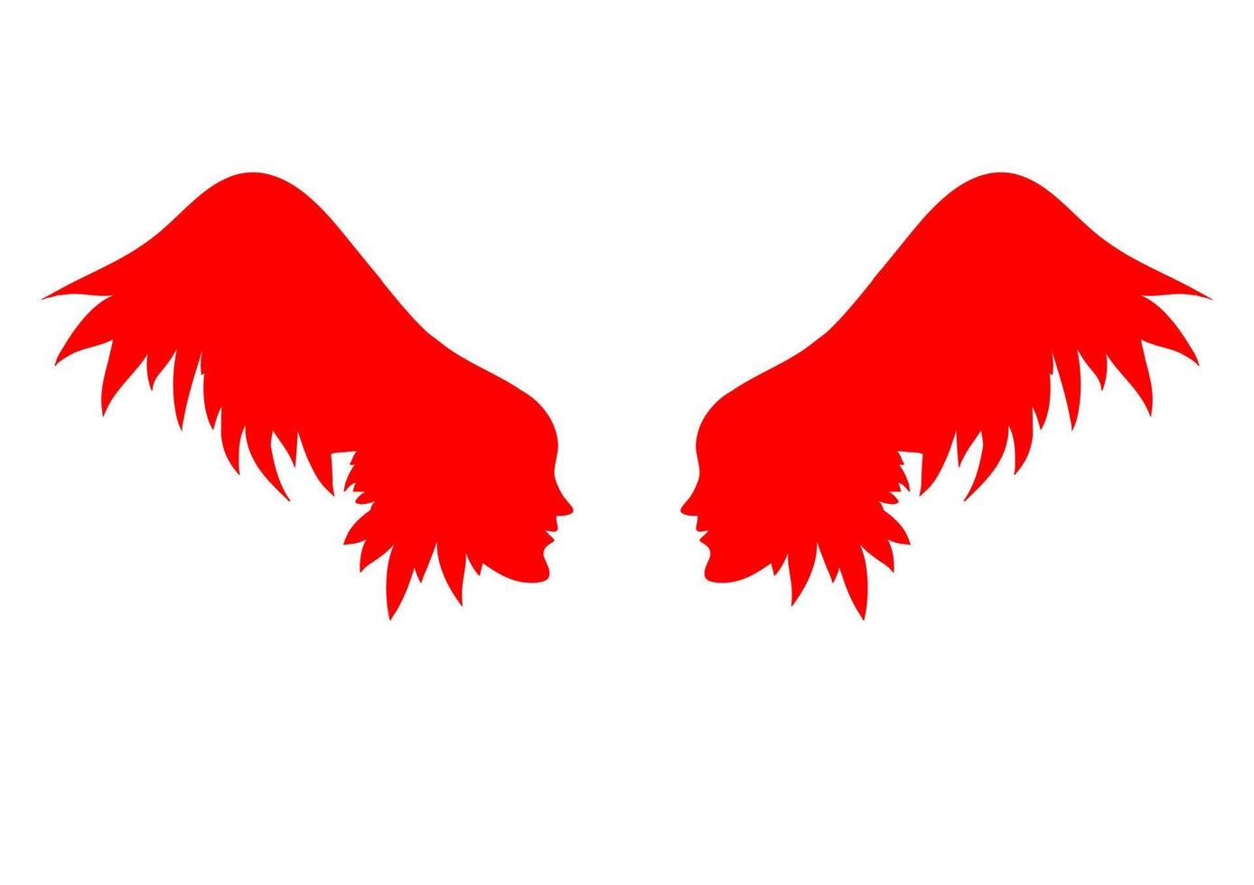 Vector angel wings  illustration of two red fish on a white background.