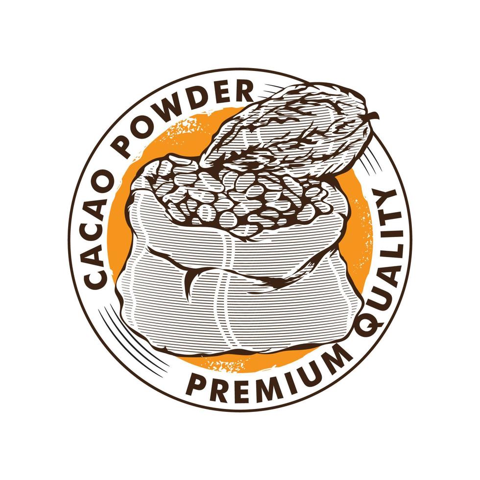 diseño de ilustraciones vectoriales de granos de cacao, perfecto para el logotipo de la marca de alimentos y el logotipo de la cafetería coco shop vector