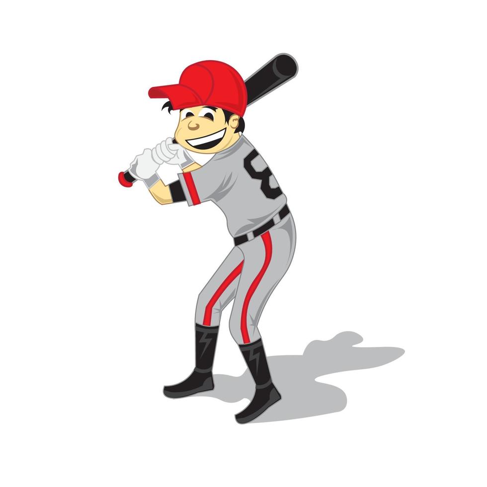 personaje de mascota de ilustración de vector de niño de béisbol en estilo de dibujos animados, perfecto para el logotipo de mascota de club de béisbol de secundaria y diseño de camiseta