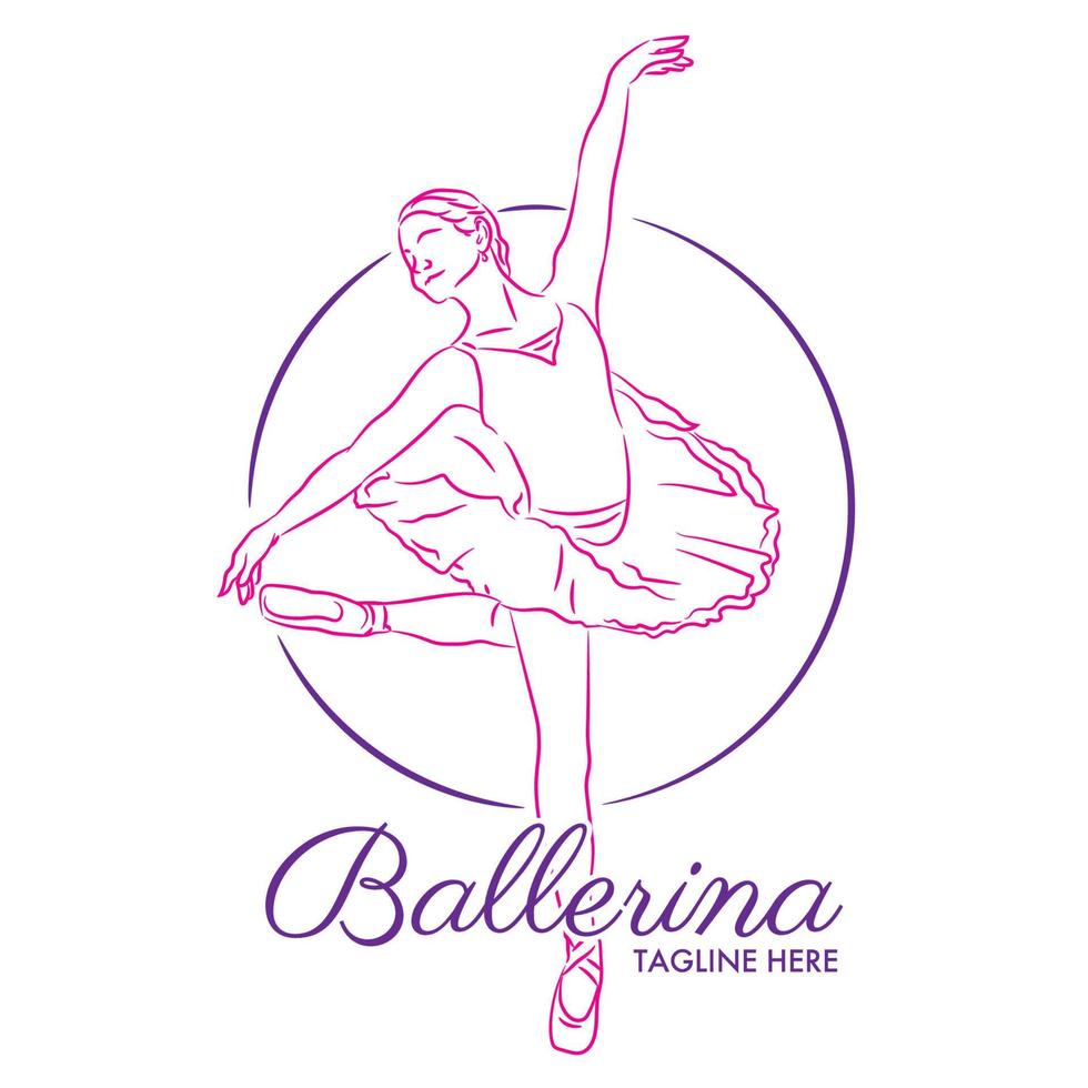 ilustración vectorial de bailarina, buena para la escuela de ballet y el logotipo del evento de competencia de baile. puede usarse para logotipo, señalización, carteles y publicidad de su negocio, ilustración vectorial, boceto. vector