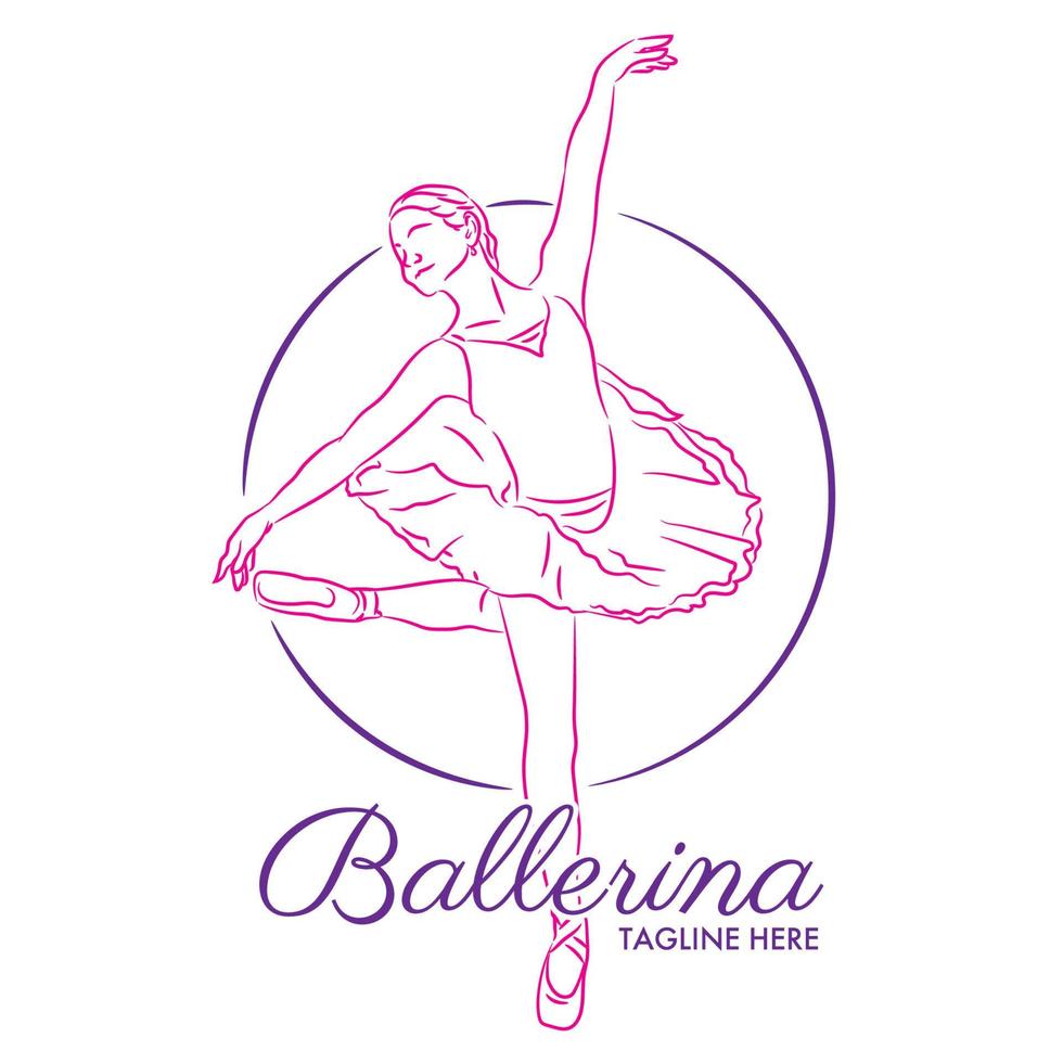 ilustración vectorial de bailarina, buena para la escuela de ballet y el logotipo del evento de competencia de baile. puede usarse para logotipo, señalización, carteles y publicidad de su negocio, ilustración vectorial, boceto. vector