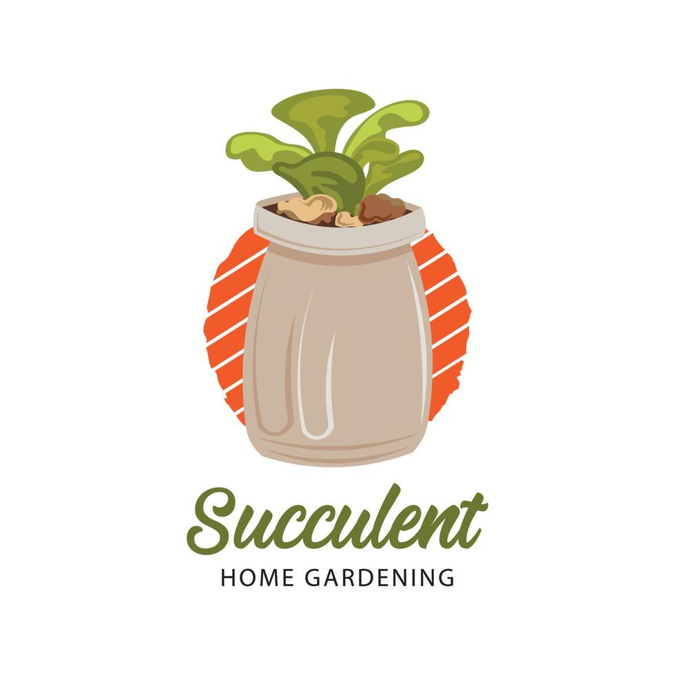 ilustración vectorial de plantas suculentas en estilo retro vintage, perfecta para el logotipo de la tienda de plantas vector