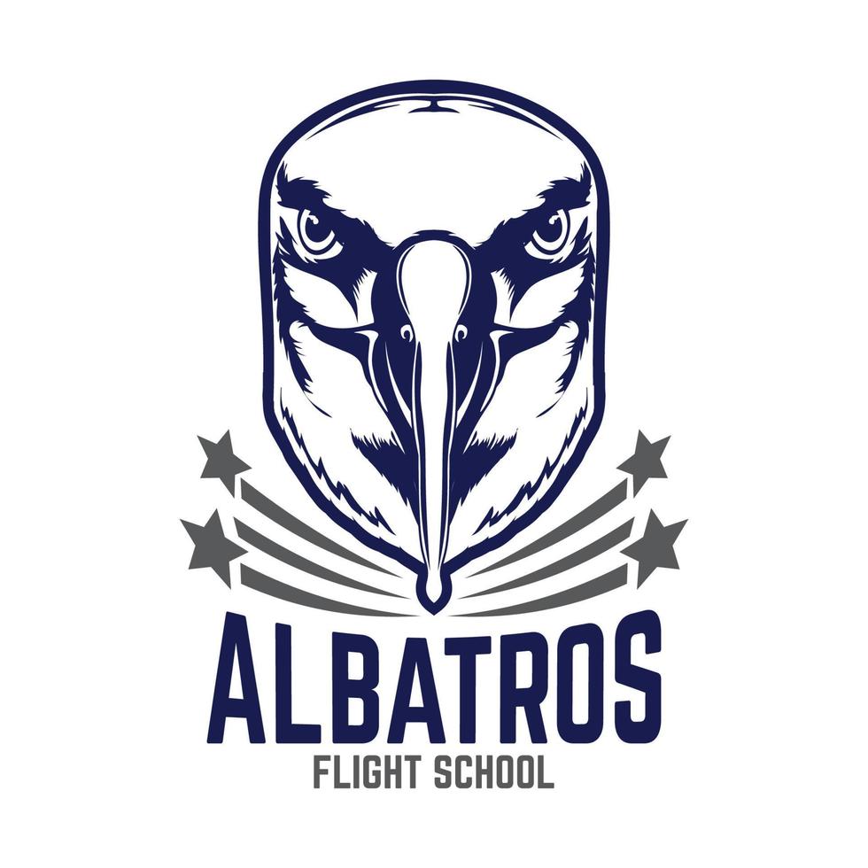 Ilustración de vector de cara de pájaro albatros, perfecta para el logotipo de la escuela de vuelo y el diseño de camisetas