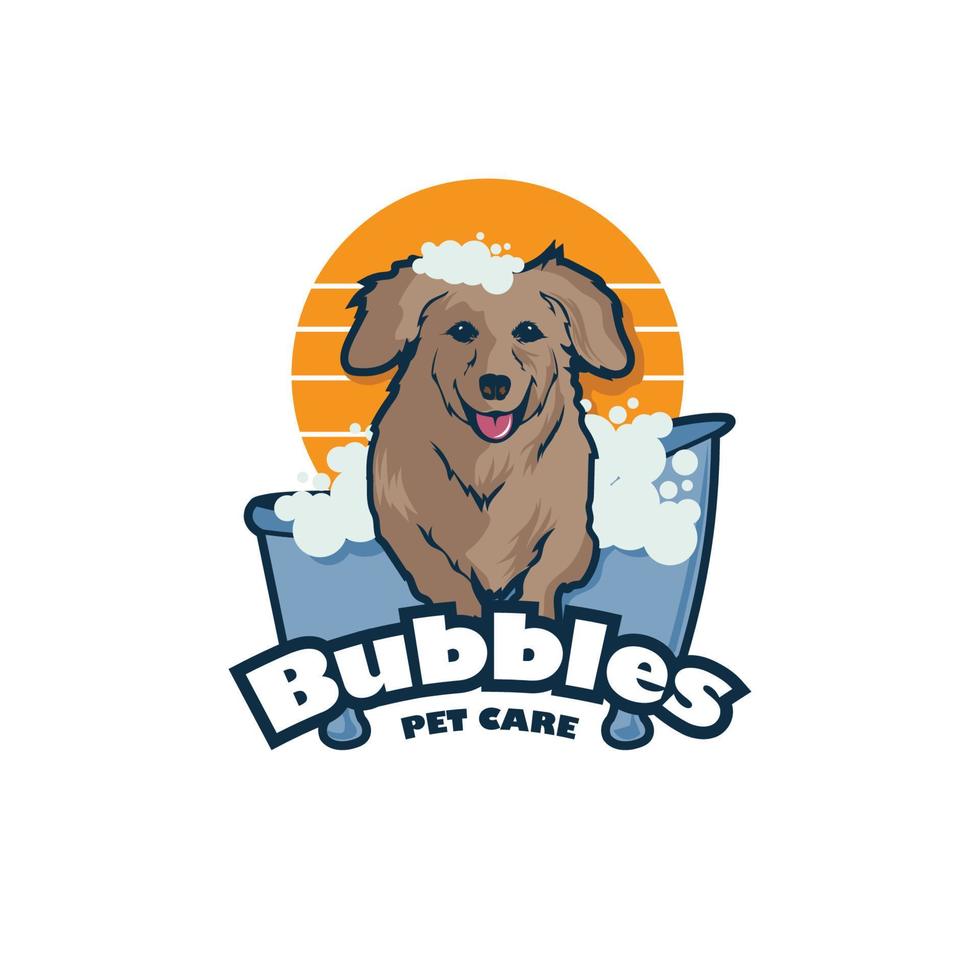 Dog doing Bath vector illustration, perfect for pet care grooming service and pet shop logo design