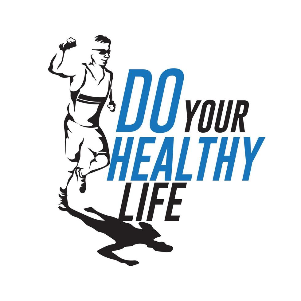 A man doing running activity to keep his body healthy vector illustration, perfect for t shirt design and gym fitness quotes poster design