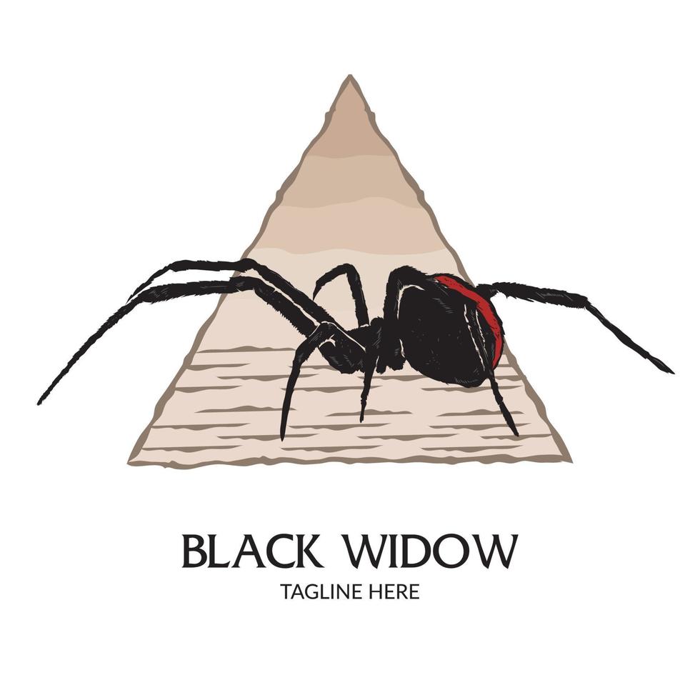 Black widow spider with triangle vector illustration, perfect for tshirt design and reptile shop logo