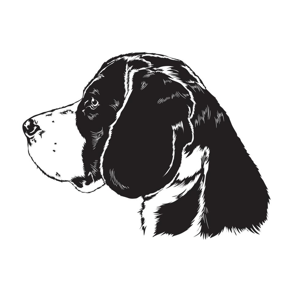 ilustración de vector de cabeza de perro en vista lateral y estilo dibujado a mano, perfecto para el logotipo de salto de mascotas y el diseño de camisetas