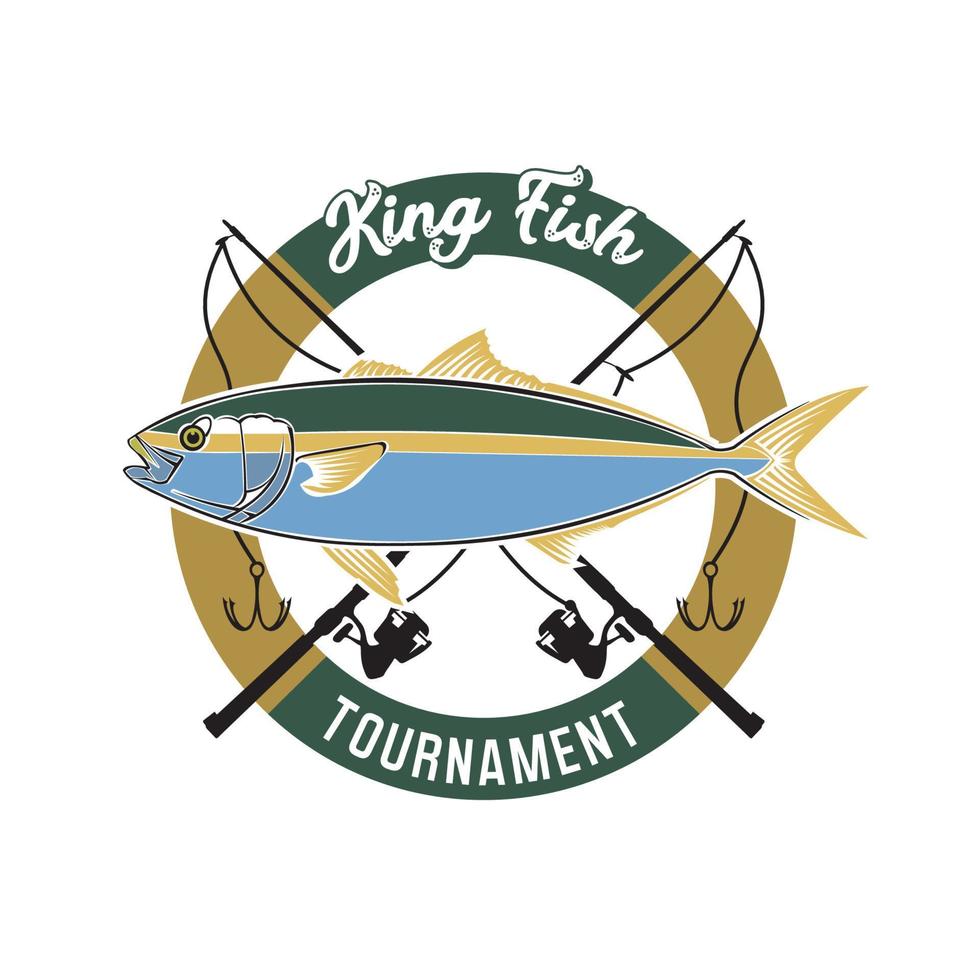 King Fish and fishing rod icon, perfect for fishing club and tournament logo also t shirt design vector