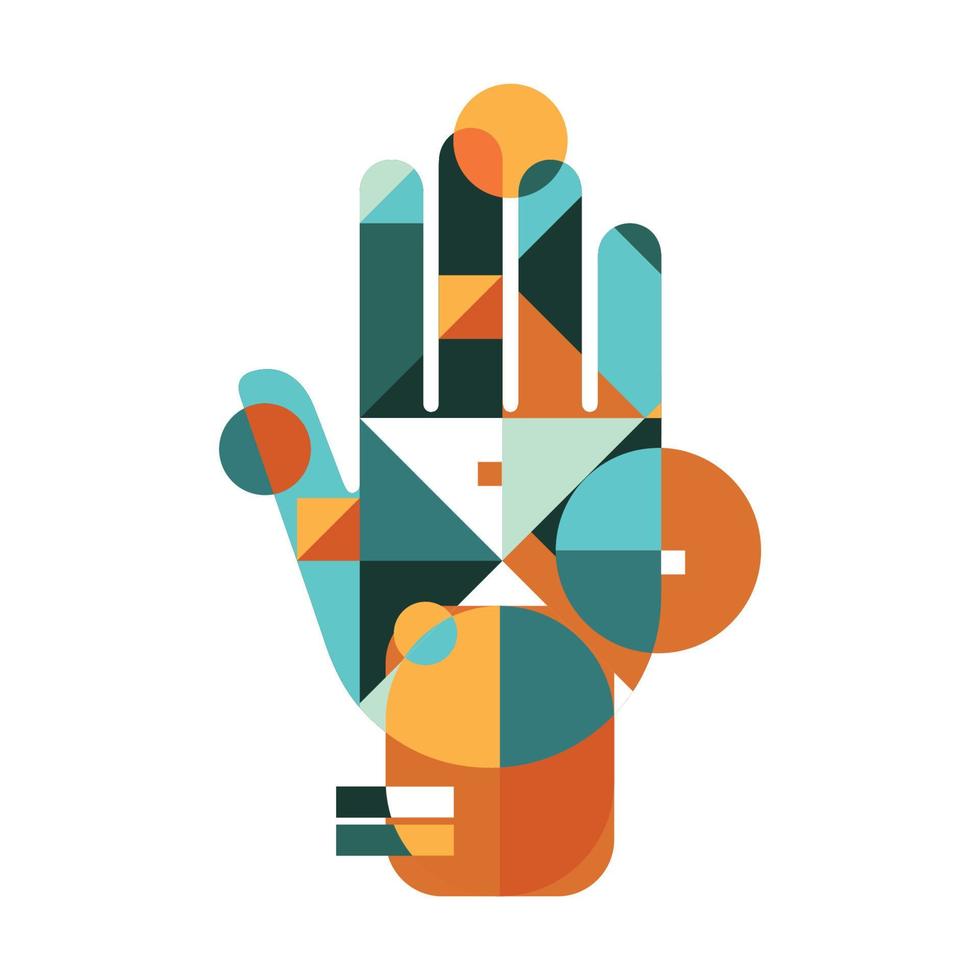 Geometric hand vector illustration in decorative style design, good for