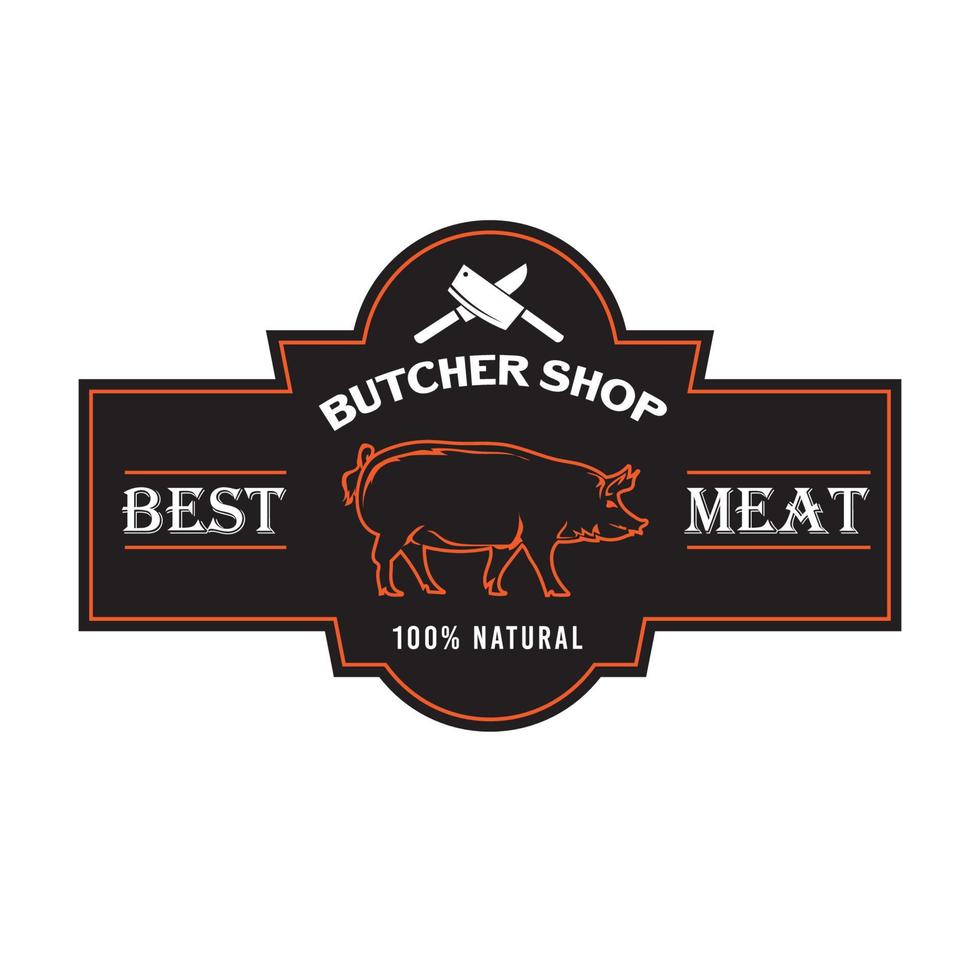 Pork Meat label design vector illustration in vintage style, good for butcher shop logo