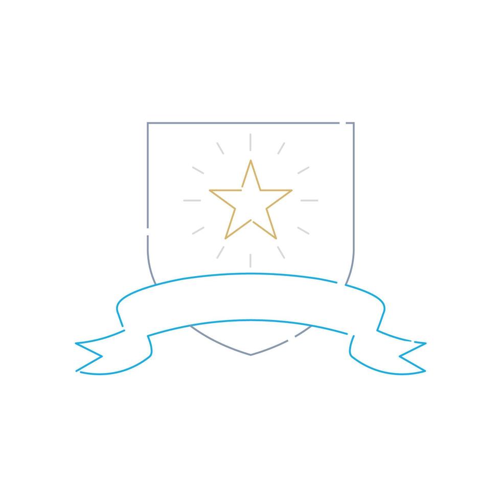 una insignia de certificación con una estrella en la ilustración de vector de estilo de icono de dibujo en línea
