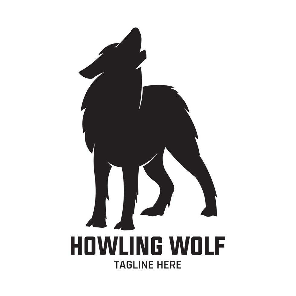 ilustración de vector de lobo aullando en diseño de logotipo moderno de silueta, perfecto para el diseño de logotipo de empresa y marca