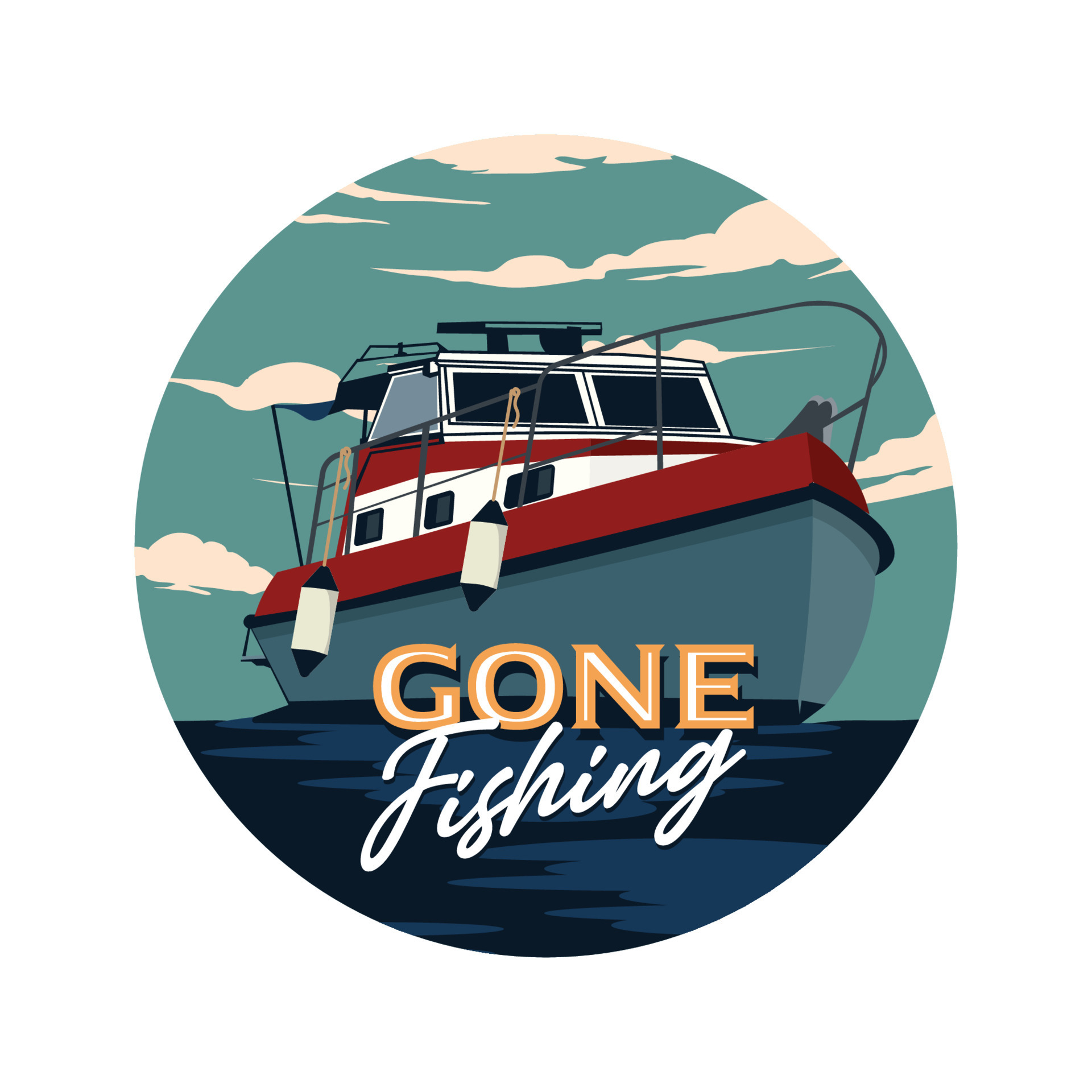 Boat Fishing vector illustration design , perfect for tshirt