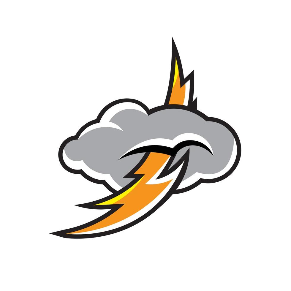 símbolo vectorial de nube y perno en estilo cómico, bueno para la empresa de servicios de electricidad y el logotipo de mascota deportiva para la escuela vector