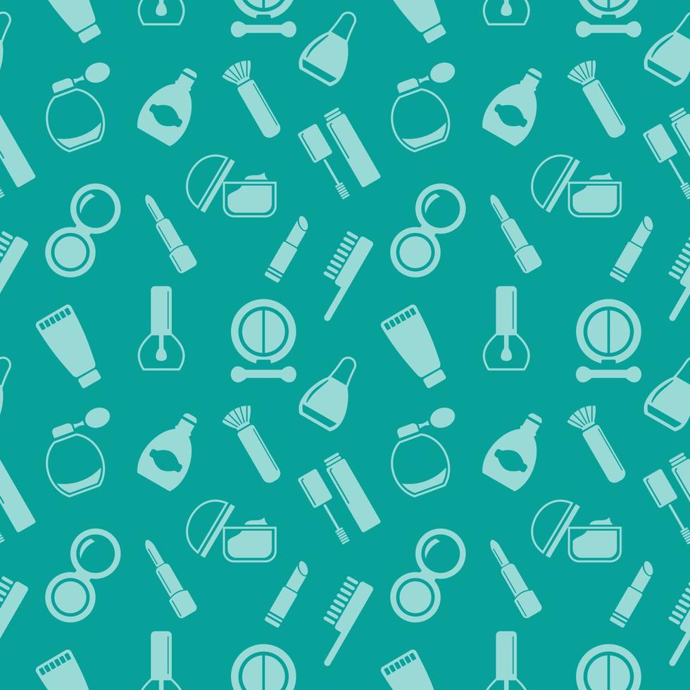 Seamless texture from cosmetics icons, beauty pattern, abstract background, wallpaper vector