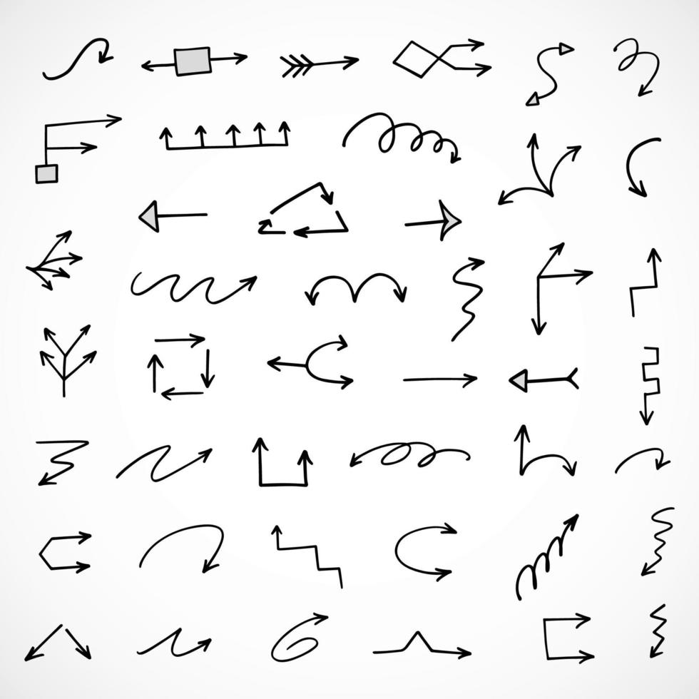 Vector set of hand drawn arrows, elements for presentation