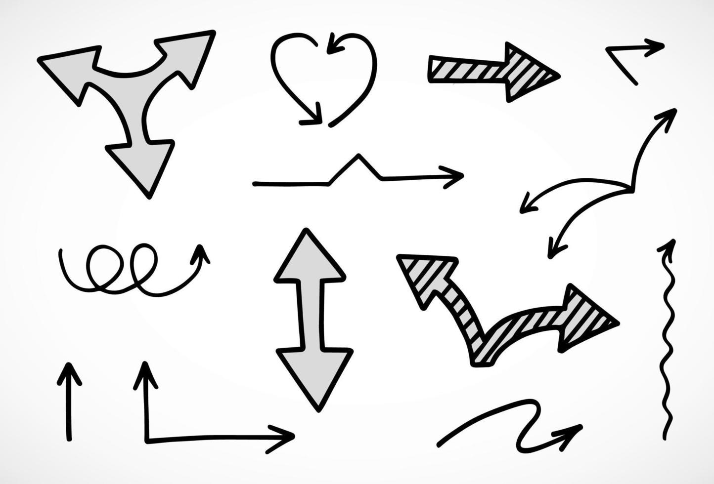 Vector set of hand drawn arrows, elements for presentation