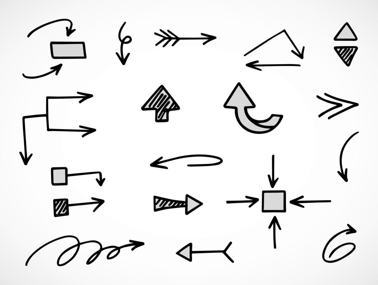 Vector set of hand drawn arrows, elements for presentation