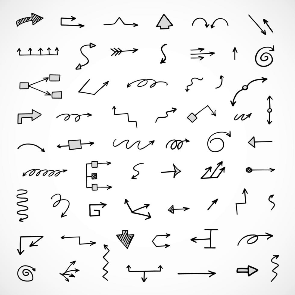 Vector set of hand drawn arrows, elements for presentation