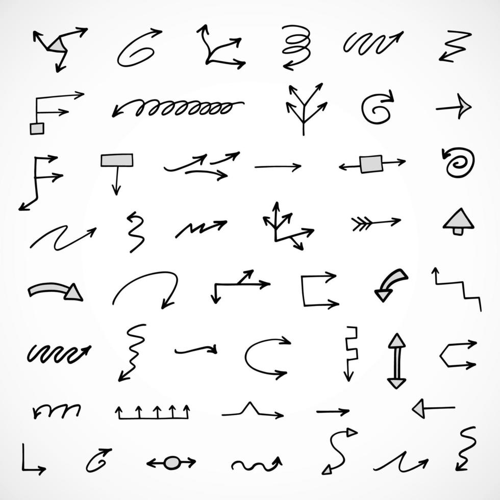 Vector set of hand drawn arrows, elements for presentation