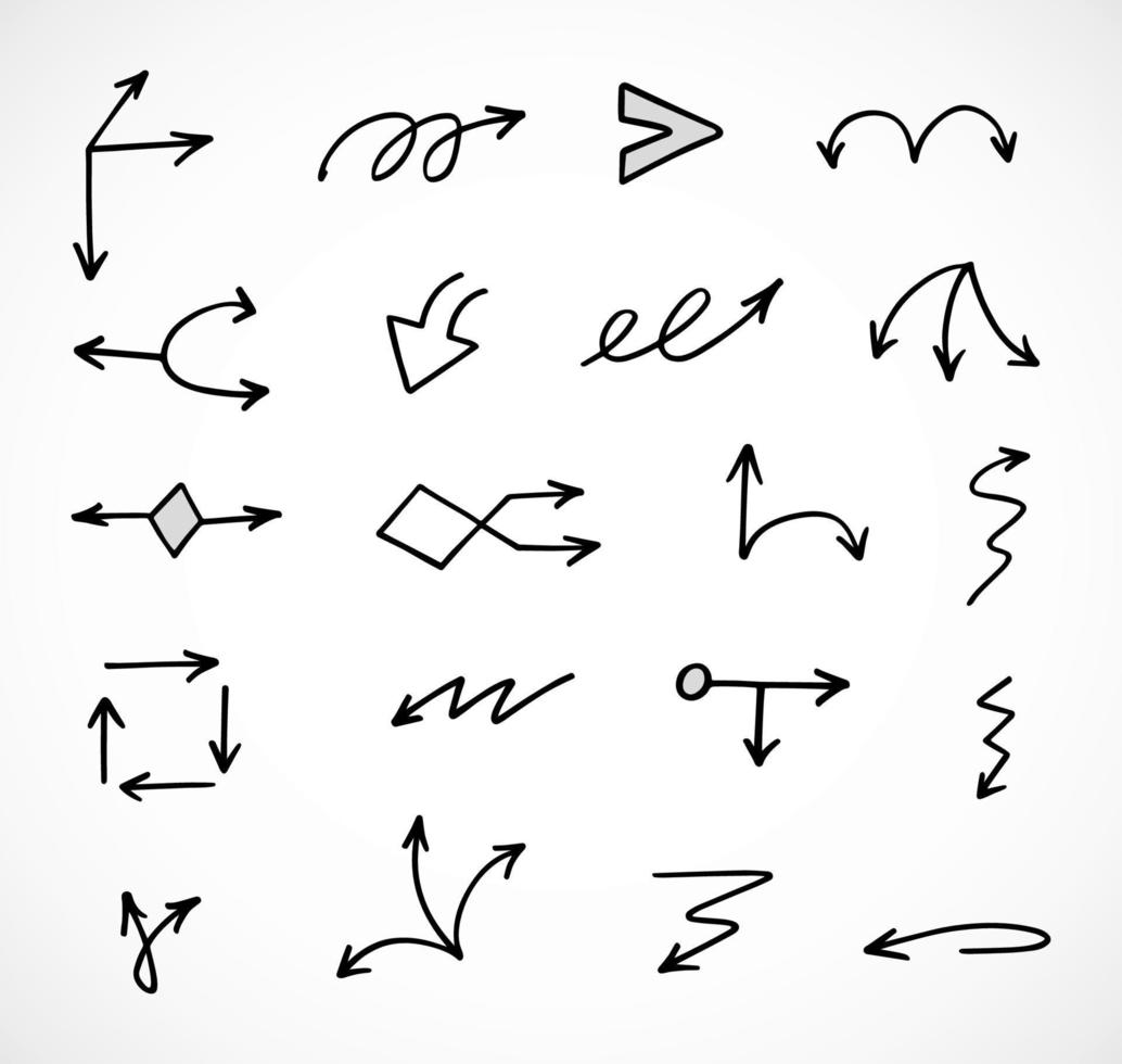 Vector set of hand drawn arrows, scheme, diagram, infographics
