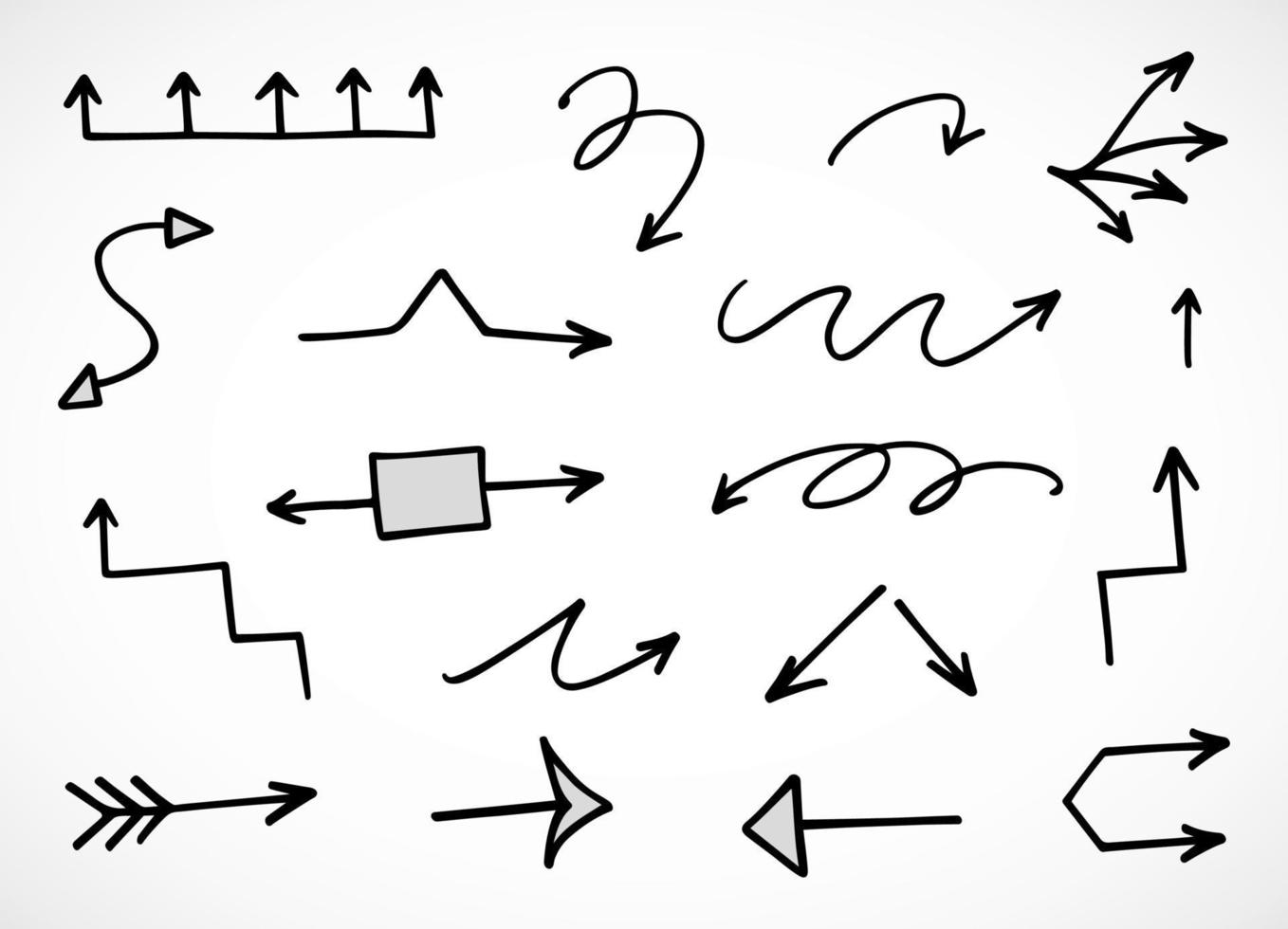 Vector set of hand drawn arrows, elements for presentation
