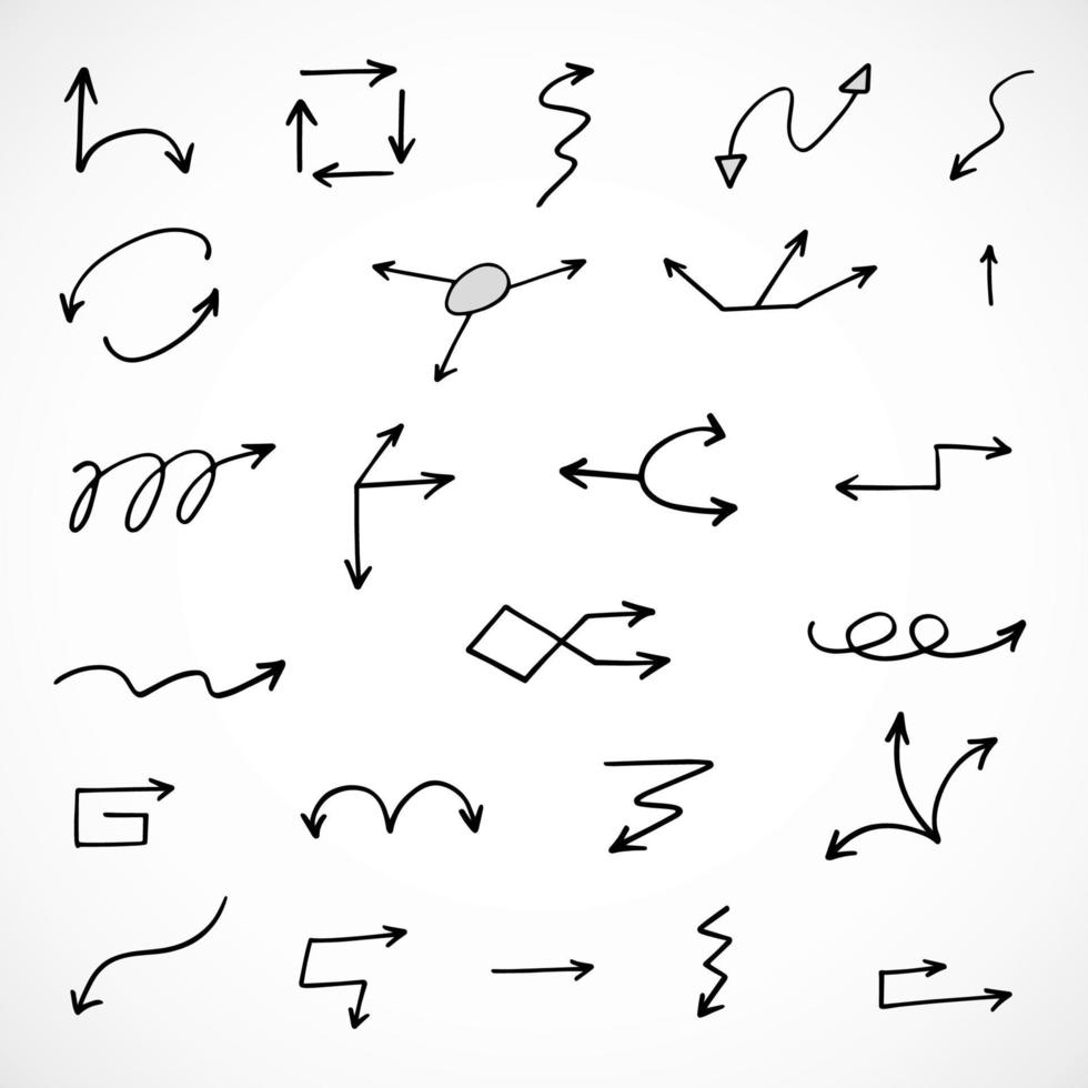 Vector set of hand drawn arrows, elements for presentation