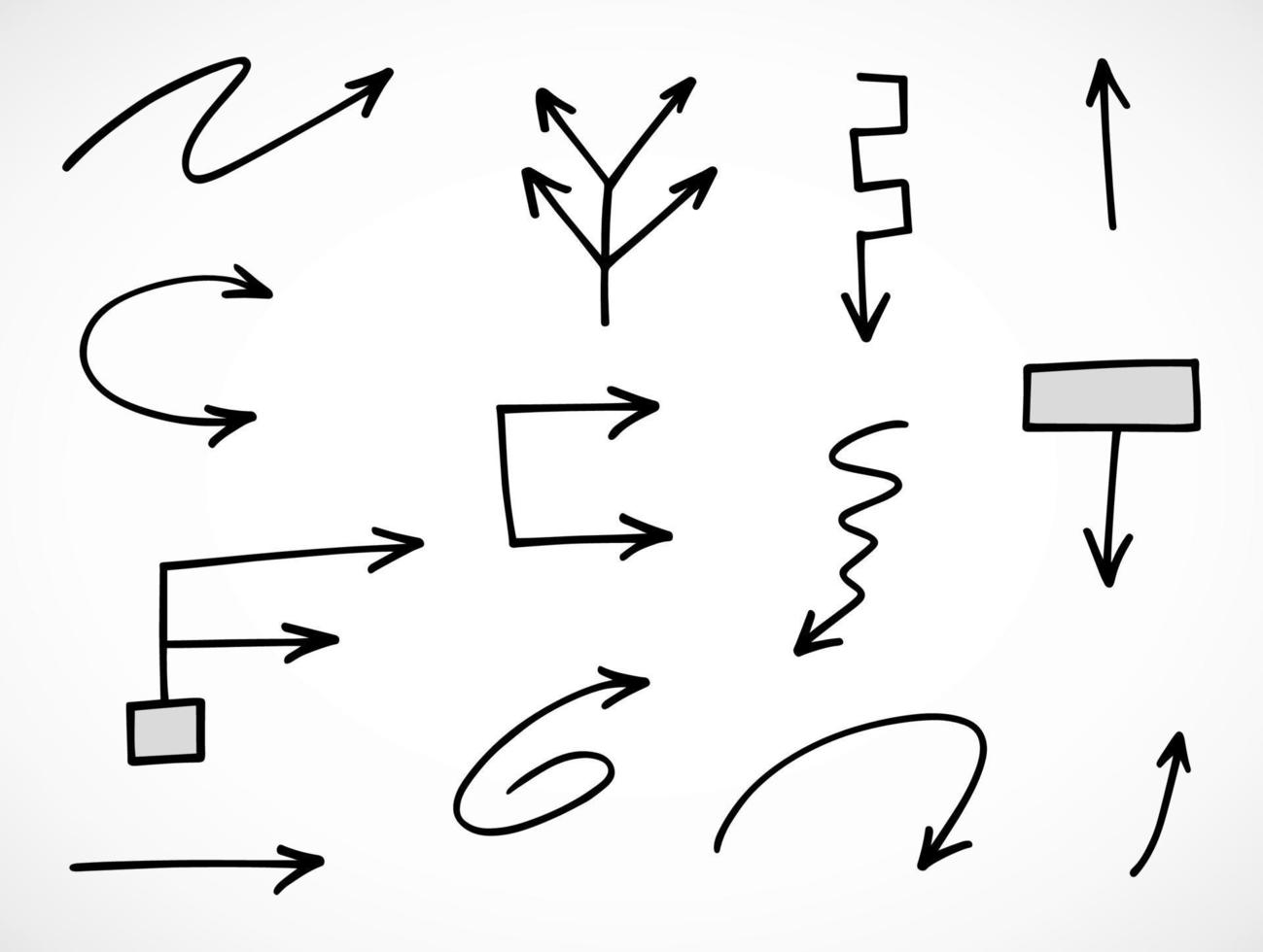 Vector set of hand drawn arrows, elements for presentation