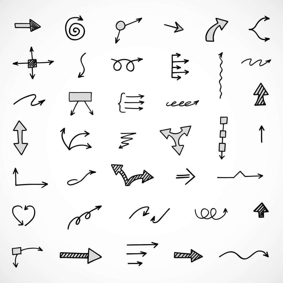 Vector set of hand drawn arrows, elements for presentation