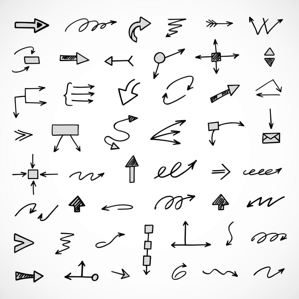 Vector set of hand drawn arrows, elements for presentation