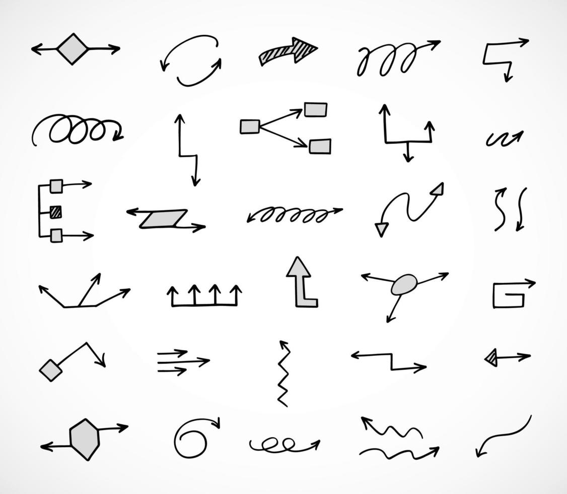 Vector set of hand drawn arrows, elements for presentation