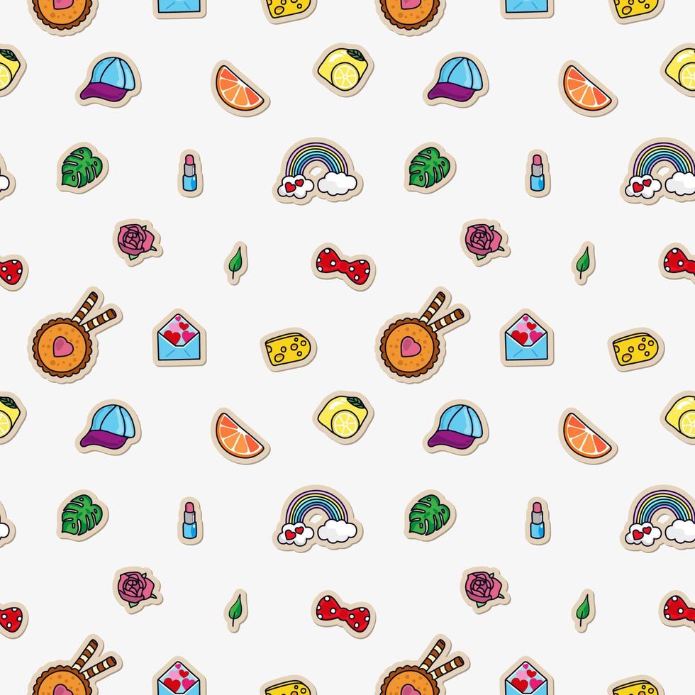 Vector pattern from colored stickers, seamless texture, abstract background