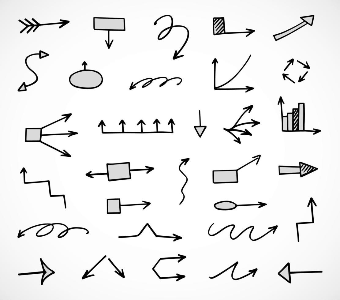 Vector set of hand drawn arrows, scheme, diagram, infographics