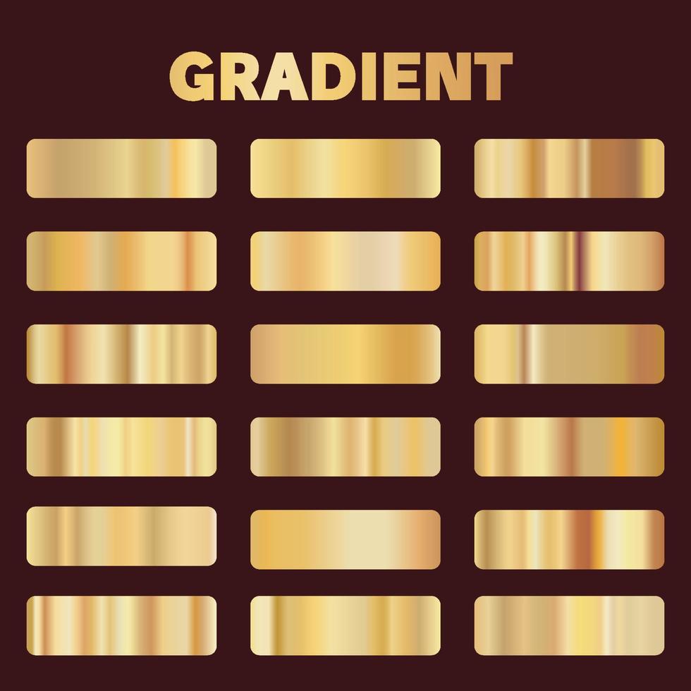 gradientes de metal dorado. colección de textura de degradado de oro cuadrado vectorial para diseño vector