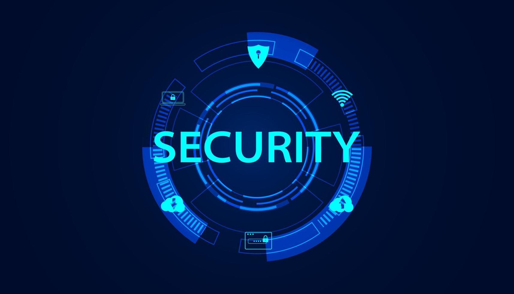 Abstract technology futuristic concept protection cyber security digital circle icon infographic on modern blue background. vector