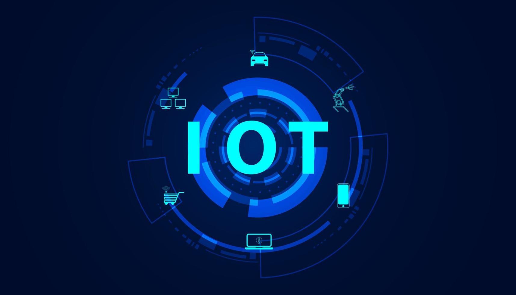 tecnología abstracta concepto futurista internet de las cosas círculo digital icono iot infografía sobre fondo azul moderno vector