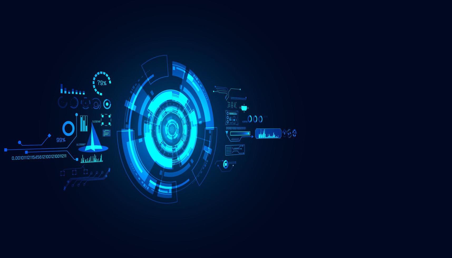 abstract technology ui futuristic concept hud interface hologram elements of digital data chart, communication, computing and circle percent vitality innovation on hi tech future design background vector