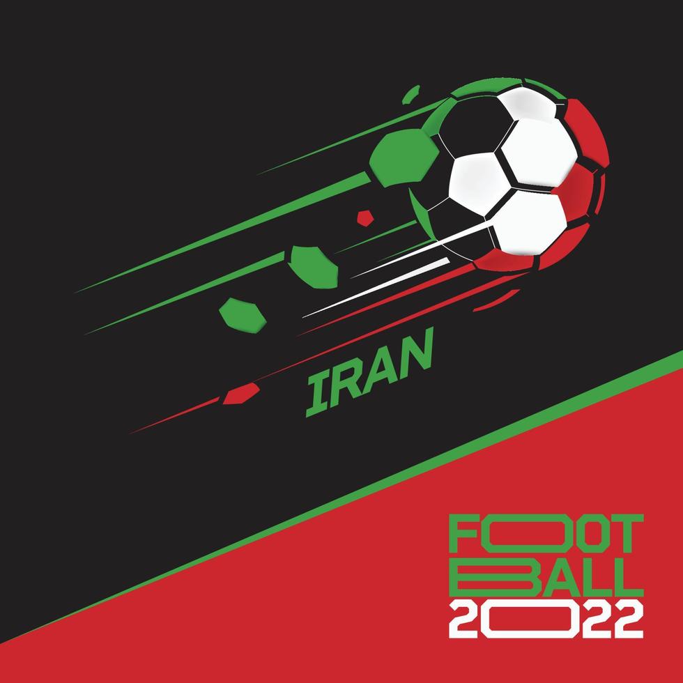 Torneo de copa de fútbol 2022. fútbol moderno con patrón de bandera de irán vector