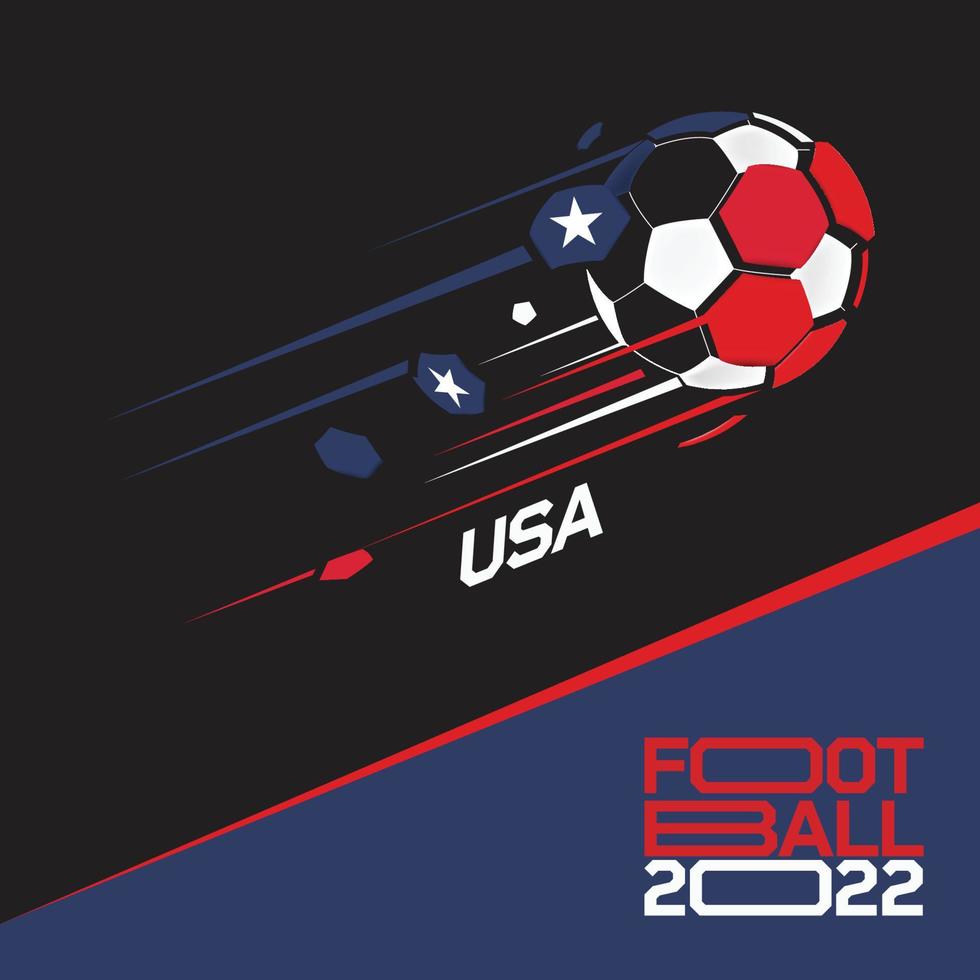 Soccer cup tournament 2022 . Modern Football with USA flag pattern vector